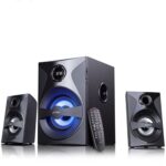 Високоговорител FENDA F&D F380X 2.1 Multimedia Speakers, 54W RMS (13Wx2+28W), 2x3'' Satellites + 5.25'' Subwoofer, BT 5.0/NFC/AUX/USB/FM/SD card reader/Multi-color LED/LED Display/Remote Control/Wooden/Black