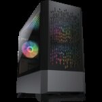 COUGAR MG140 Air RGB - Black, Mini Tower, Mini ITX / Micro ATX, USB 3.0 x 2, USB 2.0 x 1, Mic x 1 / Audio x 1, RGB Button, 3x 120mm ARGB fans pre-installed, Built-in LED controller, Patterned Air Vents, 205 x 410 x 420 (mm)