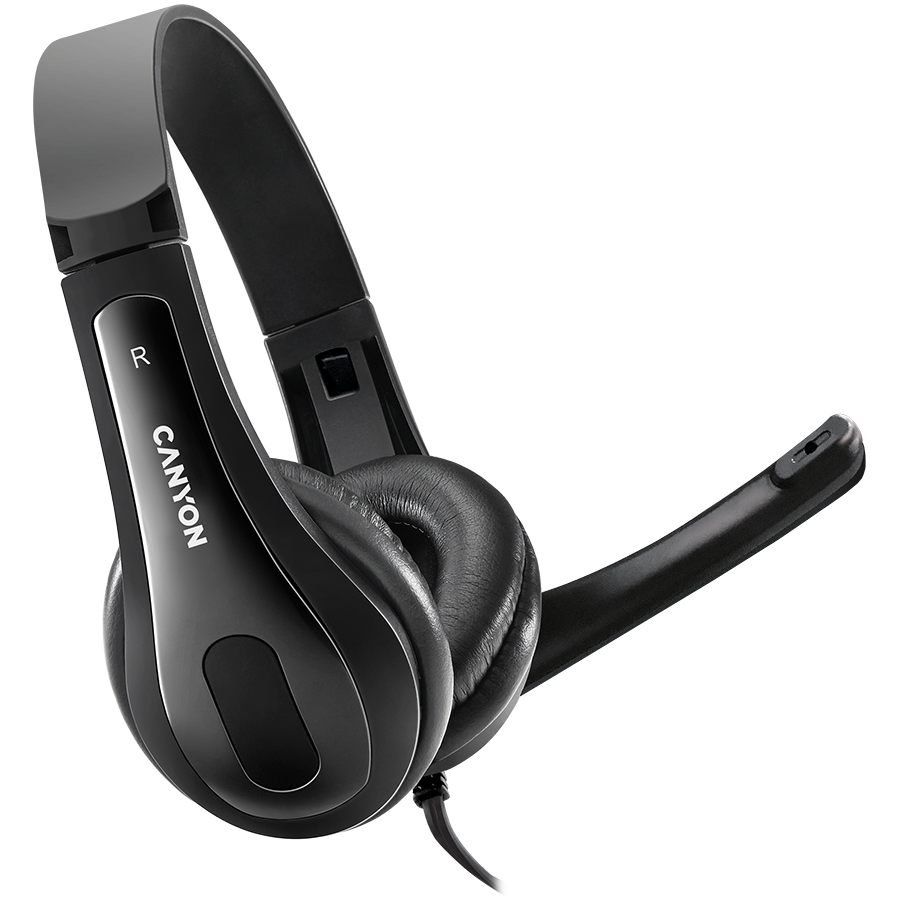 211109170013689090 CANYON PC headset CHSU-1 PC Mic USB 2m Black - Image 1