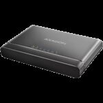 Axagon USB 3.2 Gen 2 adapter for connecting NVMe M.2 SSDs and SATA 2.5"/3.5" drives with cloning function.