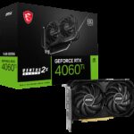 MSI Video Card Nvidia GeForce RTX 4060 TI VENTUS 2X BLACK 16G OC, 16GB GDDR6, 128bit, Boost: 2625 MHz, 18Gbps,  4352 CUDA Cores, PCIe 4 x 16, 3x DP 1.4a, HDMI 2.1a, RAY TRACING, Dual Fan, 1x8pin, 550W Recommended PSU, 3Y
