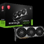 MSI Video Card Nvidia GeForce RTX 4070 Ti VENTUS 3X E1 12G OC, 12GB GDDR6X, 192-bit, 2640 MHz Boost, 7680 CUDA Cores, 21 Gbps, PCIe 4.0, 3x DP 1.4a, HDMI 2.1a, RAY TRACING, Triple Fan, 700W Recommended PSU, 3Y