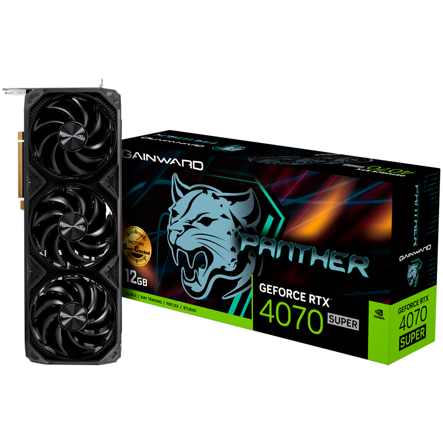 240119150047404677 Gainward GeForce RTX 4070 Super Panther OC 12GB GDDR6X, 192 bit, 1x HDMI 2.1, 3x DP 1.4a, 3 Fan, 1x 16-pin power connector, recommended PSU 750W, NED407ST19K9-1043Z - Image 1