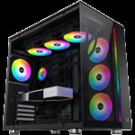 Xigmatek AQUA Ultra Air EN41907, Black, E-ATX/ATX/M-ATX/MINI ITX, USB 3.0 X 2, USB 2.0 X 2, USB-C X 1, HD AUDIO, Mesh Top, Front & Left TG, ARGB Strip, 7PCS Z20A&Galaxy II Fan Control Kit