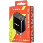CANYON charger H-08 PD 30W USB-C 2USB-A Black - Image 2