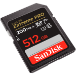 SanDisk Extreme PRO 512GB SDXC Memory Card + 2 years RescuePRO Deluxe up to 200MB/s & 140MB/s Read/Write speeds, UHS-I, Class 10, U3, V30