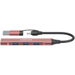 USB хъб CANYON CANYON hub DS-02 4in1 USB-A/C Pink