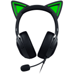 Kraken Kitty V2 - Black, Gaming headset, Kitty Ears, Stream Reactive Lighting, HyperClear Cardioid Mic, 40 mm TriForce Drivers, Built into the earcups microphone, Razer Chroma RGB (Ear and Earcups), Surround sound: Only available on Windows 10 64-bit